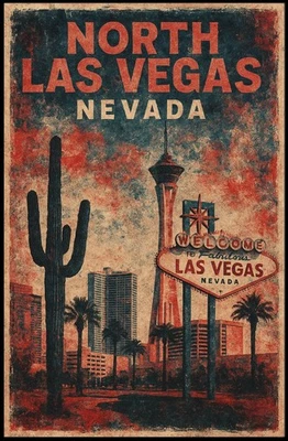 Póster vintage de viaje Wanderlust de North Las Vegas Foto 1 de 4