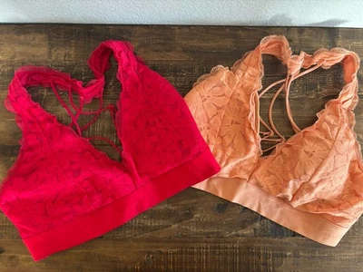 Lote Bralette ROSA Victoria's Secret Encaje Naranja Y Rojo M-DD Foto 1 de 4