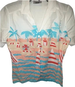 Vintage 80s Beach California Print Buttoned Shirt - Picture 1 of 6