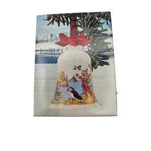 Vintage Germany Porzellan Glocke Weihnachts Glocke 1989 Gold Weiß - Bild 1 von 5