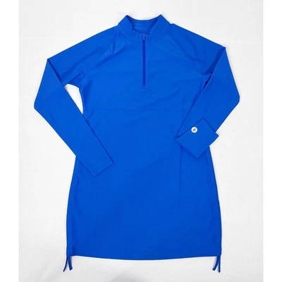 Coolibar Lawai Ruche Swim рубашка плавать платье женщин маленький синий длинным рукавом UPF 50 + - Изображение 1 из 4