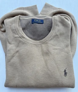 Polo Ralph Lauren Classic Pima Cotton Premium Sweater Tan Khaki Beige Herren XL - Bild 1 von 10