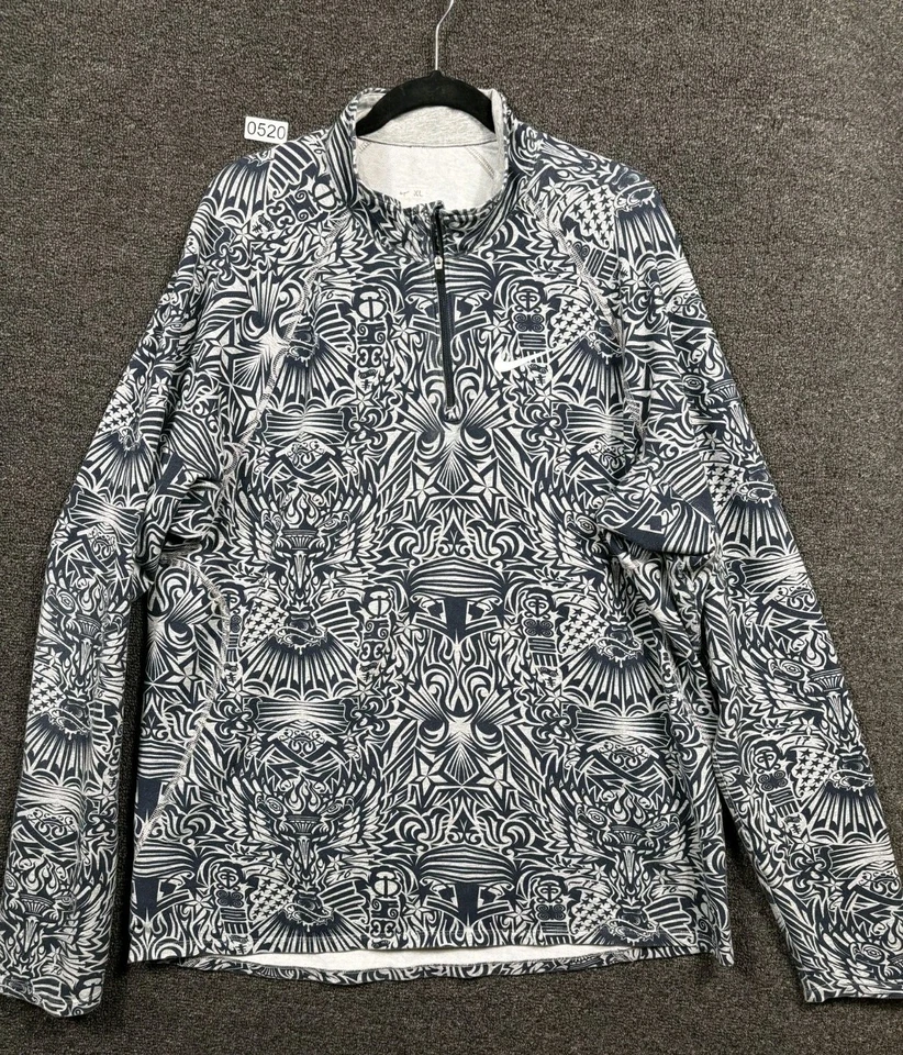 Camisa Pullover Nike Fit Gris Seco XL Nativa Abstracta Gris Activo Americano Maya Foto 1 de 4