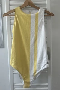 Sweaty Betty Yellow Stripe Women's All Day Bodysuit Size Medium - Picture 1 of 4