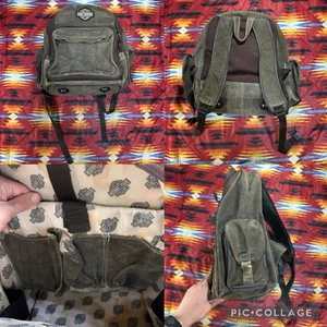 Harley Davidson Brown Leather Backpack Heavy Duty Adjustable Straps Zipper Clip - Picture 1 of 8
