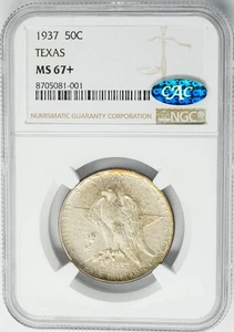 1937 Texas Half 50c MS67+ NGC ~ CAC 950476-24 - Bild 1 von 5