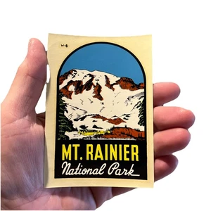Vintage National Park Mt Ranier Auto Decal 3x4 Lindgren Turner Washington - Picture 1 of 1