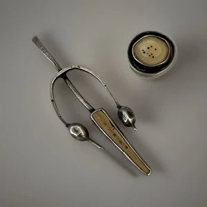 Eric Silva Modernist Sterling Silver & Antler Earrings Asymmetrical Pair - Picture 1 of 6