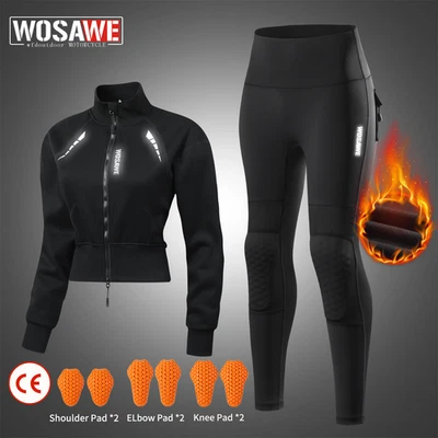 Jaqueta e meia-calça de lã quente feminina terno de motocicleta proteção certificado CE WOSAWE - Imagem 1 de 4