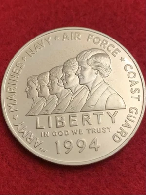 1994-P Proof Women in Military Commemorative Silver Dollar - Image 1 of 4