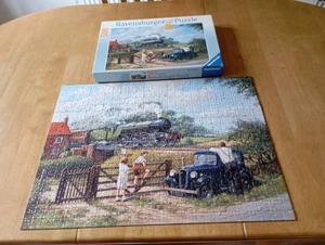 ravensburger Green Steam Engine 500 Piece Jigsaw Puzzle complete  - Picture 1 of 2