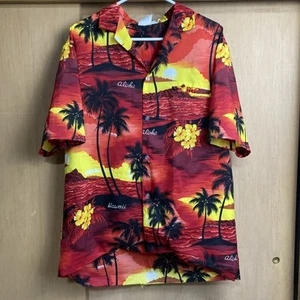 Camisa hawaiana Royal Creations para hombre roja/amarilla/negra manga corta talla L *defecto - Imagen 1 de 13