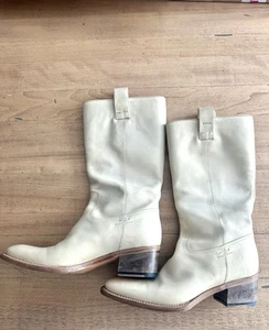 Vintage GUCCI Western Cream Ivory Leather Boots Women Sz 7 1/2B Rare - Picture 1 of 6