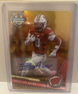 2023 Bowman Chrome University Braelon Allen Gold Auto /50 Wisconsin Badgers