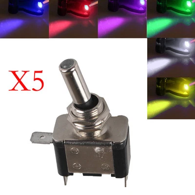 MARKENLOS 5 X 12V 20A Auto KFZ Schalter Kippschalter Wippschalter LED Beleuchtet EIN / AUS
