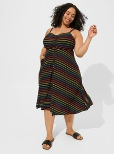 Vestido Torrid Midi Rainbow Pride Negro Nuevo con Etiquetas Nuevo 0X - Imagen 1 de 9