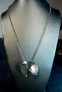 Vtg Pekka Piekainen Finland Sterling Silver Modernist 2" Pendant Necklace, 37.3g - Picture 1 of 13