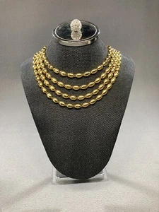 Barrera Heavy Multistrand Gold Tone Beads Necklace 16" - 20" Wt 6 oz - Picture 1 of 9