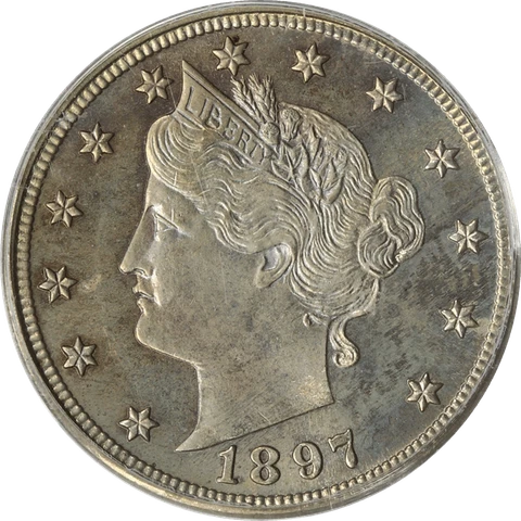 1897 Liberty V Nickel 5c, PCGS PR 63 - Old Green Holder Cover