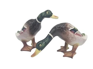 Lefton Mallard Duck Figurines Pair Set of Two Porcelain Waterfowl Male Vintage - Picture 1 of 12