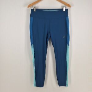 Asics womens fitness leggings size L blue stretch skinny 052624