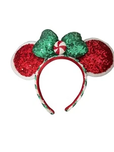 Diadema de Navidad orejas de Mickey Minnie Mouse bastón de caramelo menta Disney-Parques - Imagen 1 de 3