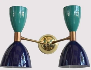 Handmade Colorful Design Double Sconce Mid Century Modern Brass Wall Lamp - Picture 1 of 10