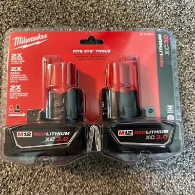 Milwaukee 48-11-2412 M12 12V 3.0Ah REDLITHIUM XC Compact Battery 2-pack - New - Image 1 of 4