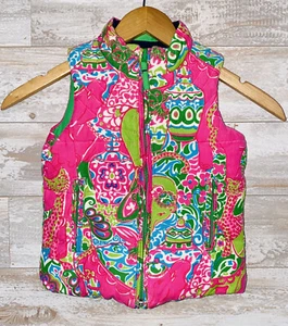 Lily Pulitzer Kids Winter Reversible Pink Vest Puffer Kids 5 - Picture 1 of 7