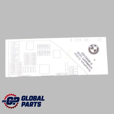 BMW X3 F25 Map Card Fuse Box Grouping Diagram 9259581 - Image 1 of 4
