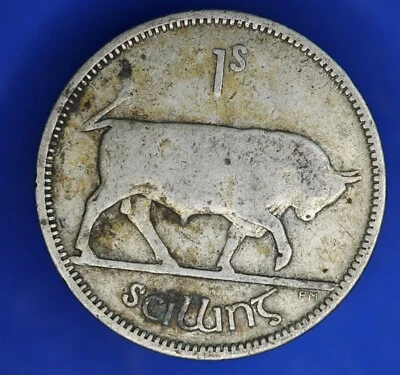 1935 Irish Ireland EIRE Shilling, Bull coin, 75% silver [30902] - Image 1 of 2