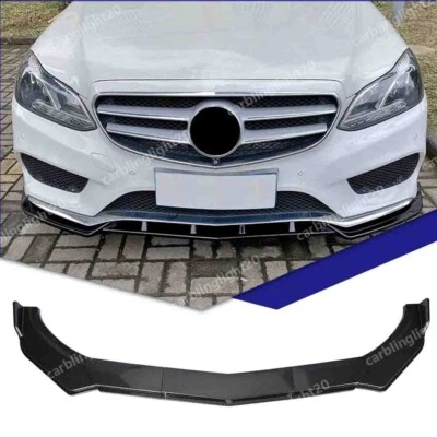 Front Bumper Spoiler Lip For Benz E Class W212 Sport 2013-2015 Carbon Fiber Look Foto 1 de 4