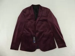 J Ferrar Sport Coat Mens 42 Reg Super Slim Fit Burgundy Merlot Velvet - Picture 1 of 23