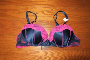 34A BRA ❤️ TEASE VICTORIA'S SECRET ❤️ SUPER PUSH UP ❤️ BALCONETTE Satin Lace - Picture 1 of 4