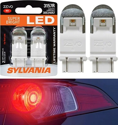 Sylvania ZEVO LED Light 3157 Red Two Bulbs Brake Stop Tail Replacement Lamp Fit - Image 1 of 4
