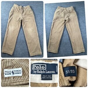 Vintage Polo Ralph Lauren Pants Mens 31x30  Brown Corduroy Philip Pant Cotton