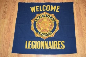 Vintage American Legion Welcome Legionnaires Flag Tapestry 32x34 - Picture 1 of 8