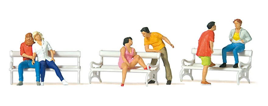 Preiser 10739  On the park bench  1:87 ( 6 FIGURES AND 3 BANKS) - Imagen 1 de 1