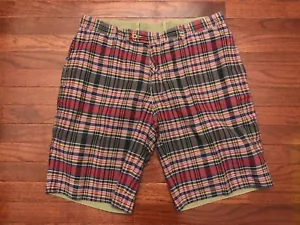 POLO RALPH LAUREN PANTALONES CORTOS REVERSIBLES PARA HOMBRE TALLA 36 VERDE OLIVA / AZUL ROJO A CUADROS - Imagen 1 de 7