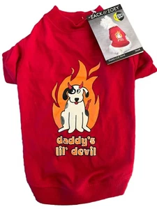 Camiseta Zack & Zoey Daddy's Lil' Devil Dog BRILLA en la oscuridad Disfraz para mascota pequeña - Imagen 1 de 4
