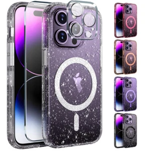 For Apple iPhone 16 Pro Max Strong Magnet Magsafe Glitter Bling Hard Case Cover - Bild 1 von 34