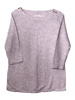 SUDADERA LIZ CLAIBORNE FIN DE SEMANA Damas Talla M Gris Blanco Punto Manga 3/4 Cremallera Foto 1 de 4