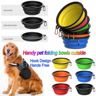 3 cuencos portátiles plegables para mascotas aptos para viajes plegables para gatos perros comida plato de agua Foto 1 de 4