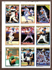 1991 OPeeChee (OPC) Premier Uncut Proof Nine-Panel, Nolan Ryan, Dale Murphy...