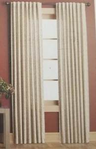 2 Home Tan Medallion Print Window Panels (1 pair) 108" x 84" NIP - Picture 1 of 11