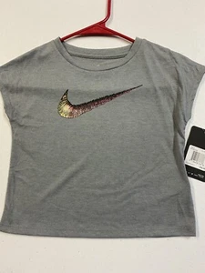 Nike Girls Heather Gray Short Sleeve Shirt Size 4T NWT - Picture 1 of 1