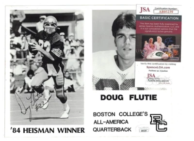 Doug Flutie Boston College Original 1984 Heisman Signed 8x10 Press Photo JSA - Image 1 of 2