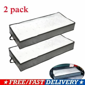 2pack Under Bed Storage Box  Clothes Holder Organizer Bag Zip Container Foldable - Picture 1 of 12