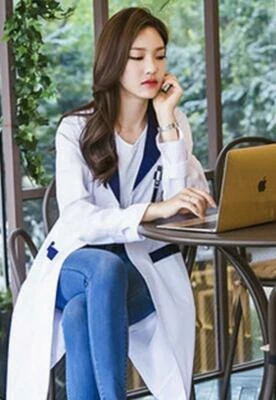 Women Nurse Dress Female Doctor Dress Beautician Lab  Long Coat  Work Clothes  - Image 1 of 4