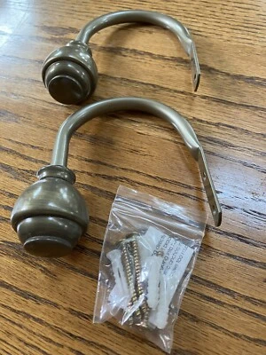 Gold/Brass Knob Drapery Curtain Holder Tie Back Hook 2 pcs & Hardware New - Image 1 of 3